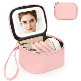 Relavel makeup bag for pool parties and travel use with light assist.