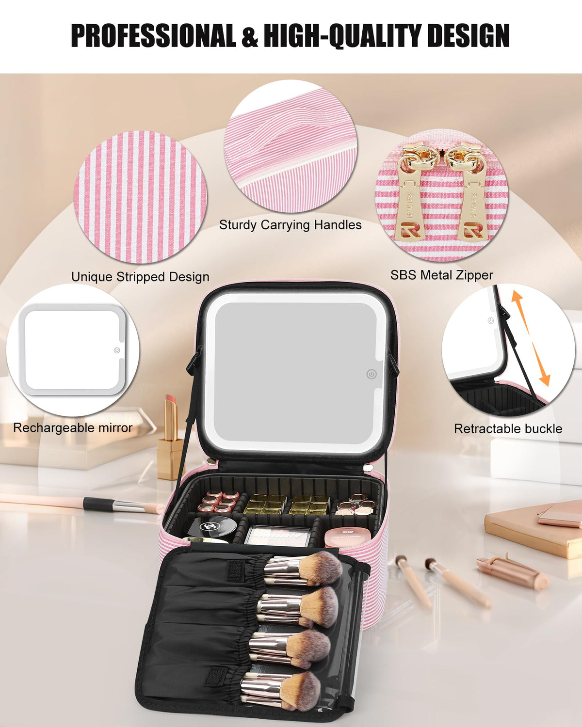 Relavel brush holders keep brushes organized and ready for travel.