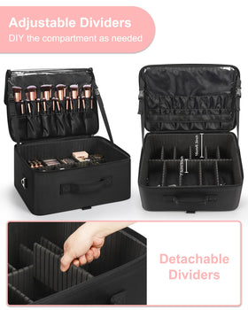 Relavel makeup case brush section holding 50–60 brushes for easy access