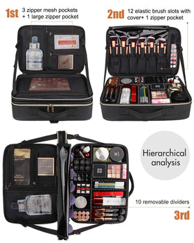 Relavel makeup case interior adjustable dividers help keep cosmetics organized