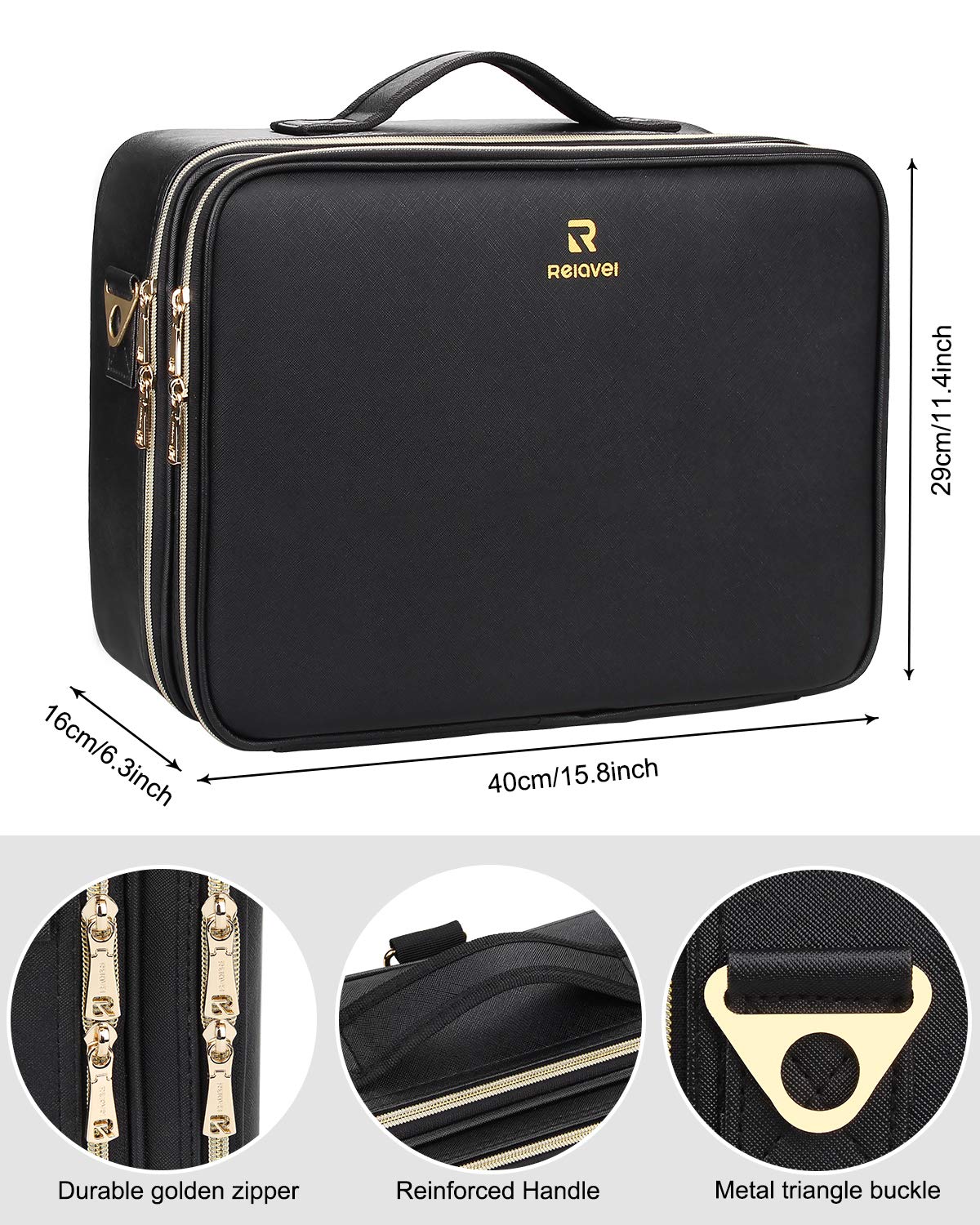 Relavel makeup case layered storage maximizes space for brushes and palettes