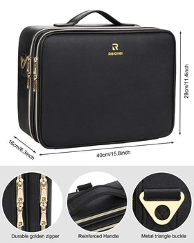 Relavel makeup case layered storage maximizes space for brushes and palettes