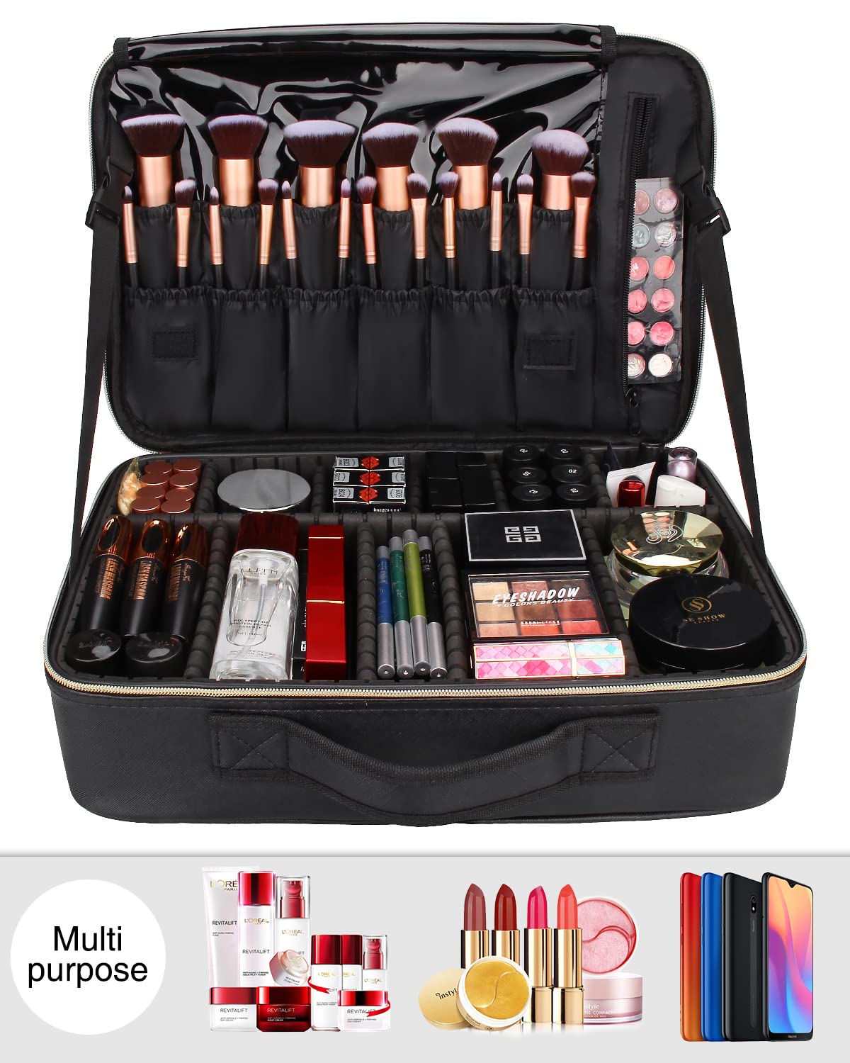Relavel makeup case professional organization keeps tools secure during shoots
