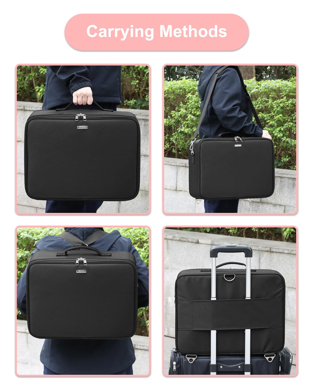 Relavel makeup case with shoulder strap for hands-free travel