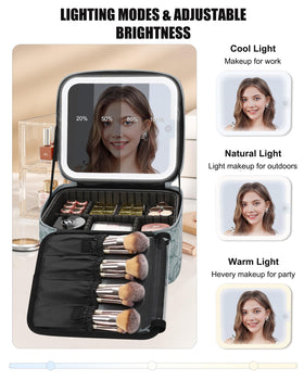 Relavel makeup train case with 6 detachable EVA partitions for flexible storage