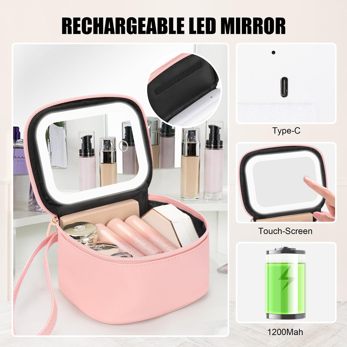 Relavel LED mirror three lighting modes for accurate complexion in any setting.