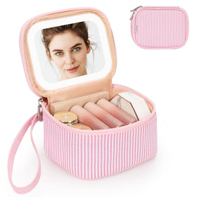Relavel mini makeup bag with LED mirror front view for on-the-go touch-ups.