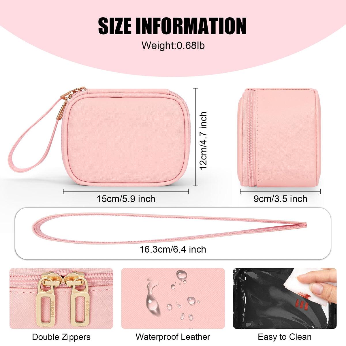 Relavel mini makeup bag LED mirror opened showing organized compartments.