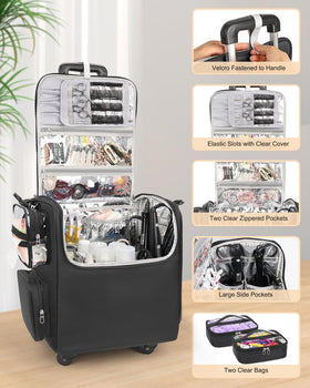Relavel multi-compartment storage with clear bags organizes makeup and accessories