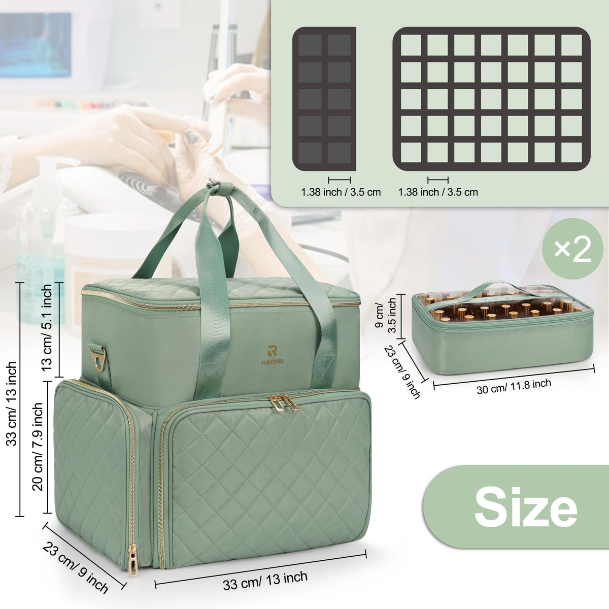 Relavel nail polish organizer shoulder strap enables easy transport