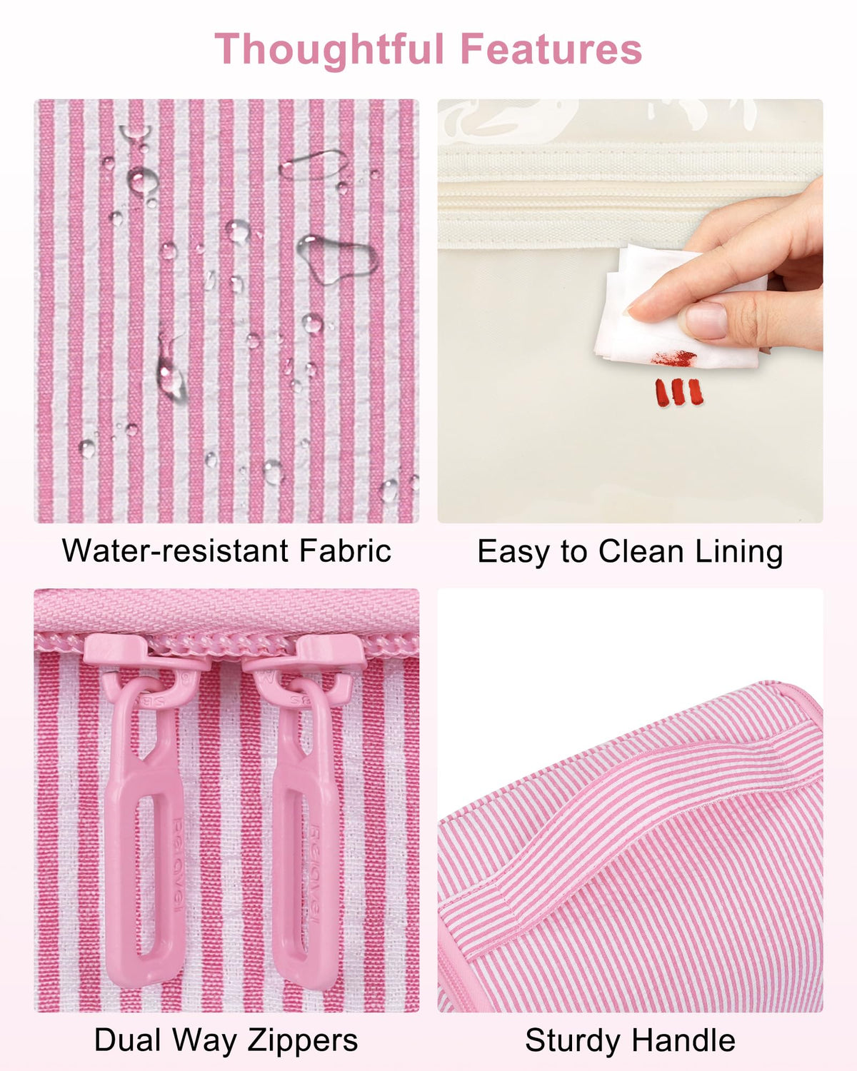 Relavel pink hanging toiletry bag adds style to any packing routine.