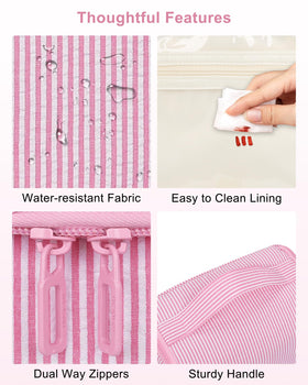 Relavel pink hanging toiletry bag adds style to any packing routine.