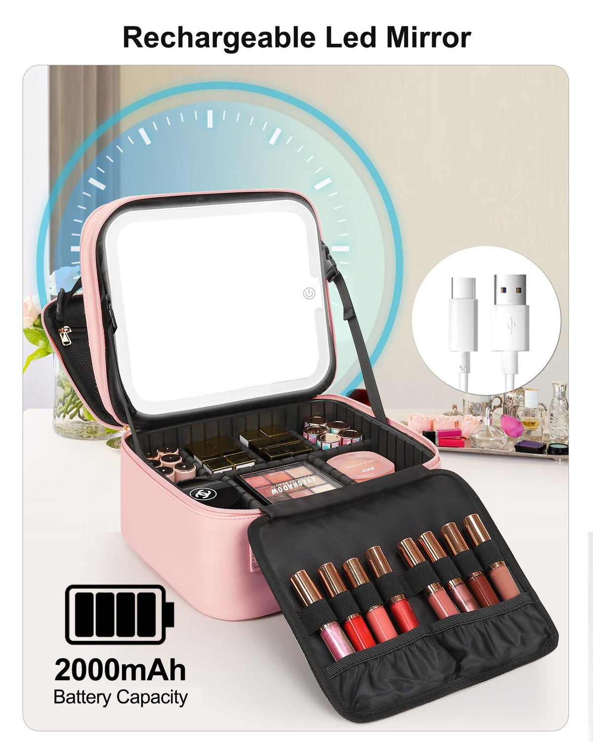 Relavel PU leather exterior with waterproof lining protects contents.