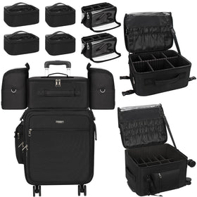 Relavel rolling makeup case four-in-one modular system for travel and studio setups.