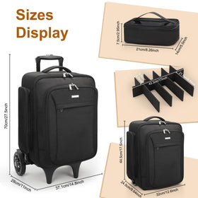 Relavel rolling makeup case open top compartments demonstrate organized storage for quick kit access.