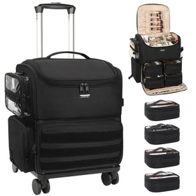 Relavel rolling makeup train case front view highlights organized space for on-site sessions