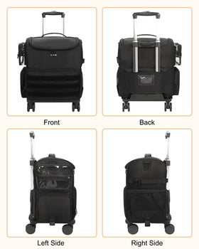 Relavel rolling makeup train case Oxford fabric construction resists wear during busy gigs