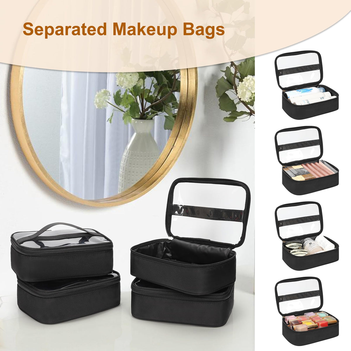 Relavel small makeup bags set complements compact storage for accessories.