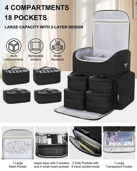 Relavel tattoo backpack detachable pouches offer quick-visual organization