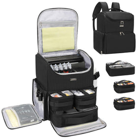 Relavel tattoo travel case backpack front view with spacious main compartment for on-the-go artists.