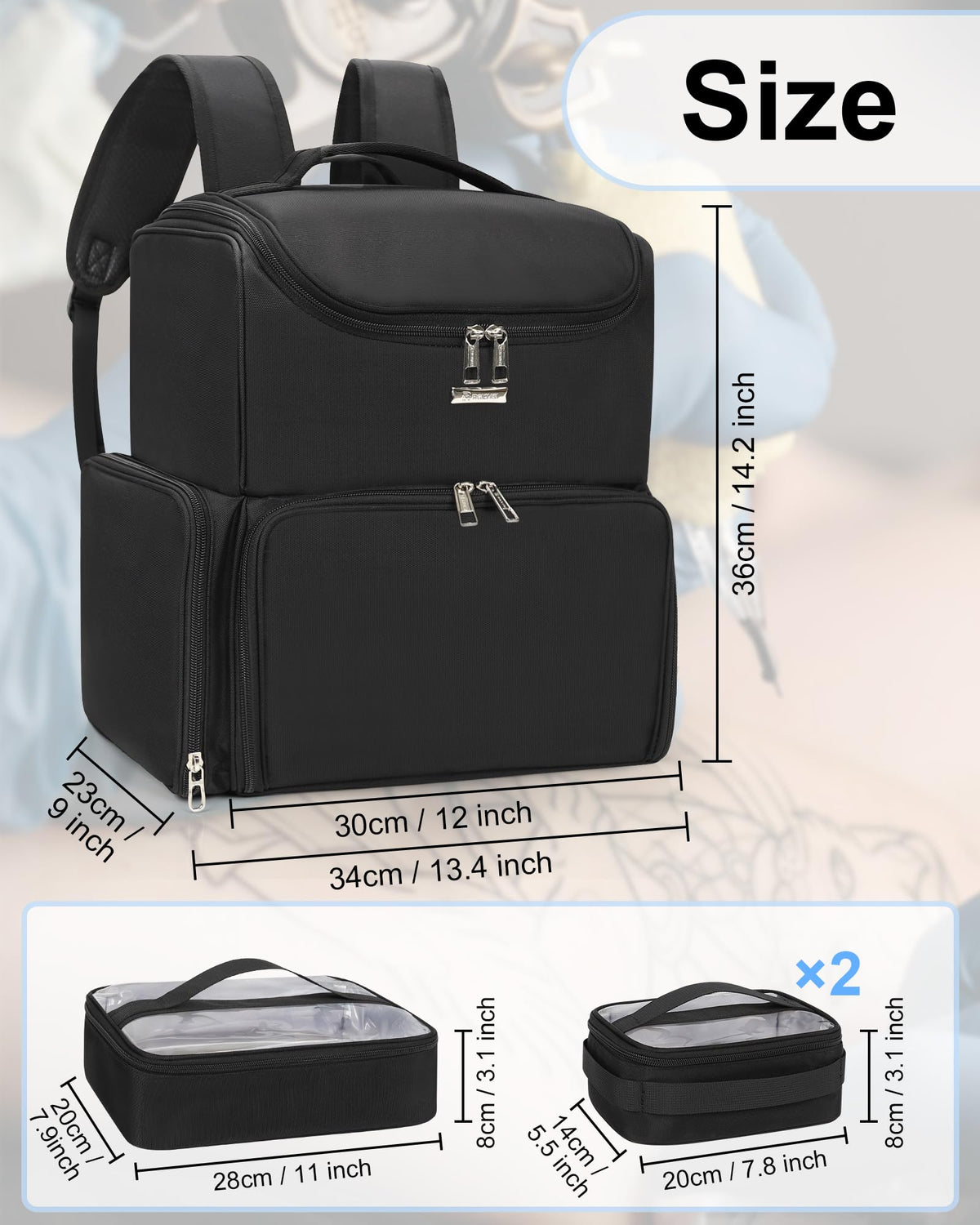Relavel tattoo travel case smooth double zippers provide reliable access.