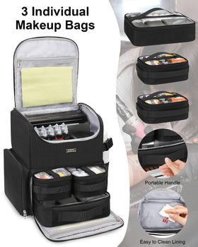 Relavel tattoo travel case three clear bags for easy organization of inks and tools.