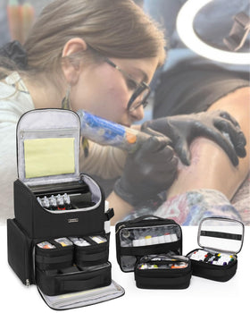 Relavel tattoo travel case top layer holds stencil printer securely during transit.