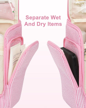 Relavel toiletry bag waterproof side pocket protects wet items during journeys.