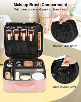 Relavel Train Case brush slots design for tidy tool storage