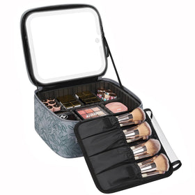 Relavel travel makeup bag with LED mirror for on-the-go touch ups