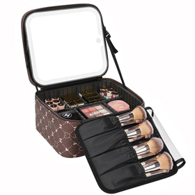 Relavel travel makeup bag with LED mirror for on-the-go touch-ups