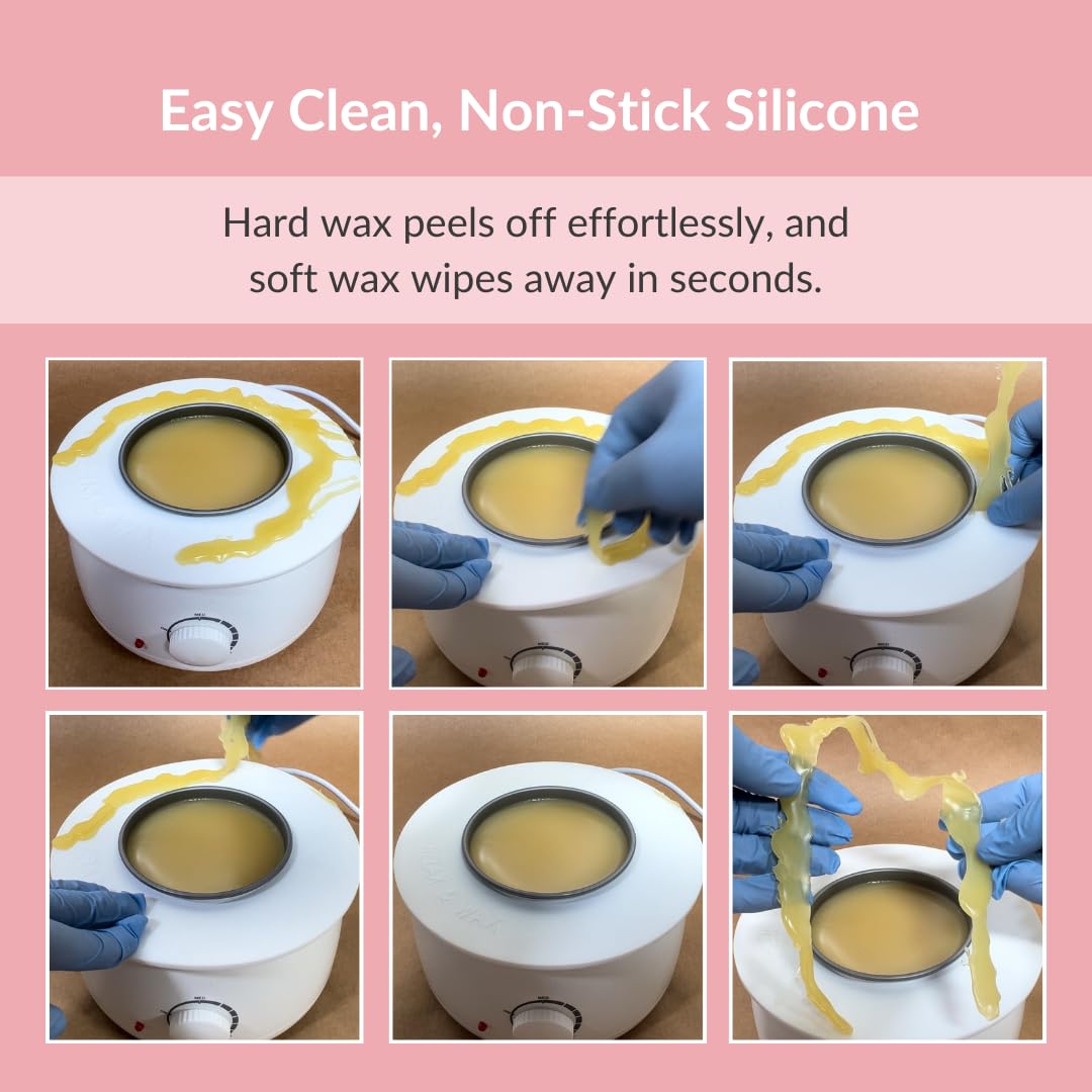 Relax & Wax easy-clean collar lets you wipe away soft wax quickly.