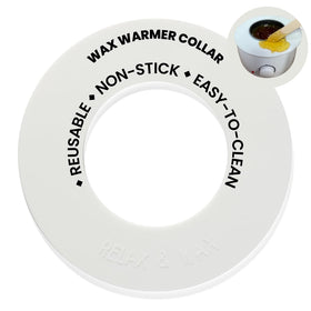 Relax & Wax universal-fit collar protects 14-16 oz cans and warmers from drips.