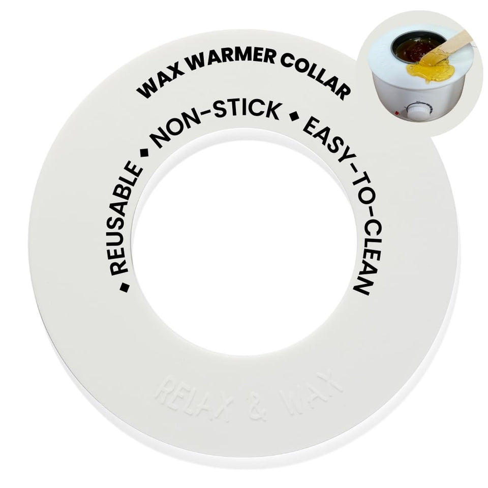 Relax & Wax universal-fit collar protects 14-16 oz cans and warmers from drips.