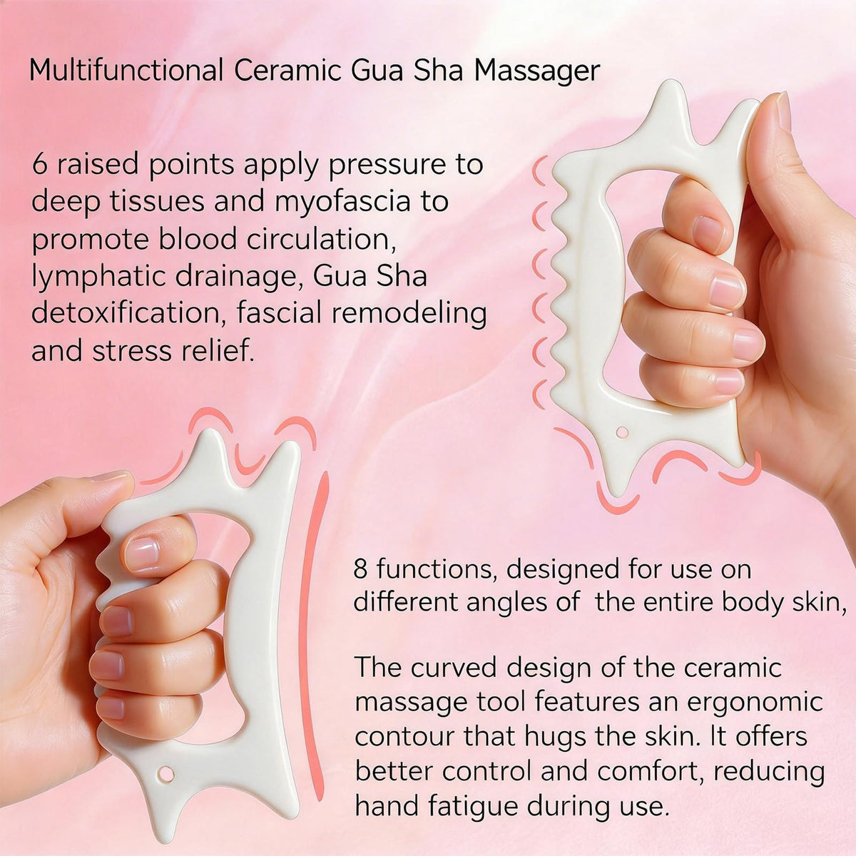 RelaxaX ceramic gua sha with cold/hot use for soothing sessions.