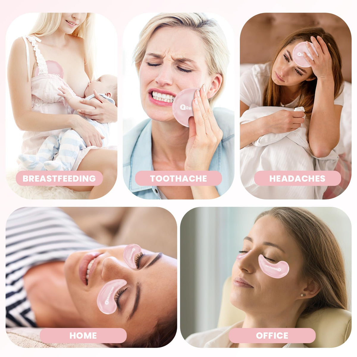 RelaxCoo gel packs and bands offer full-face coverage for easy use