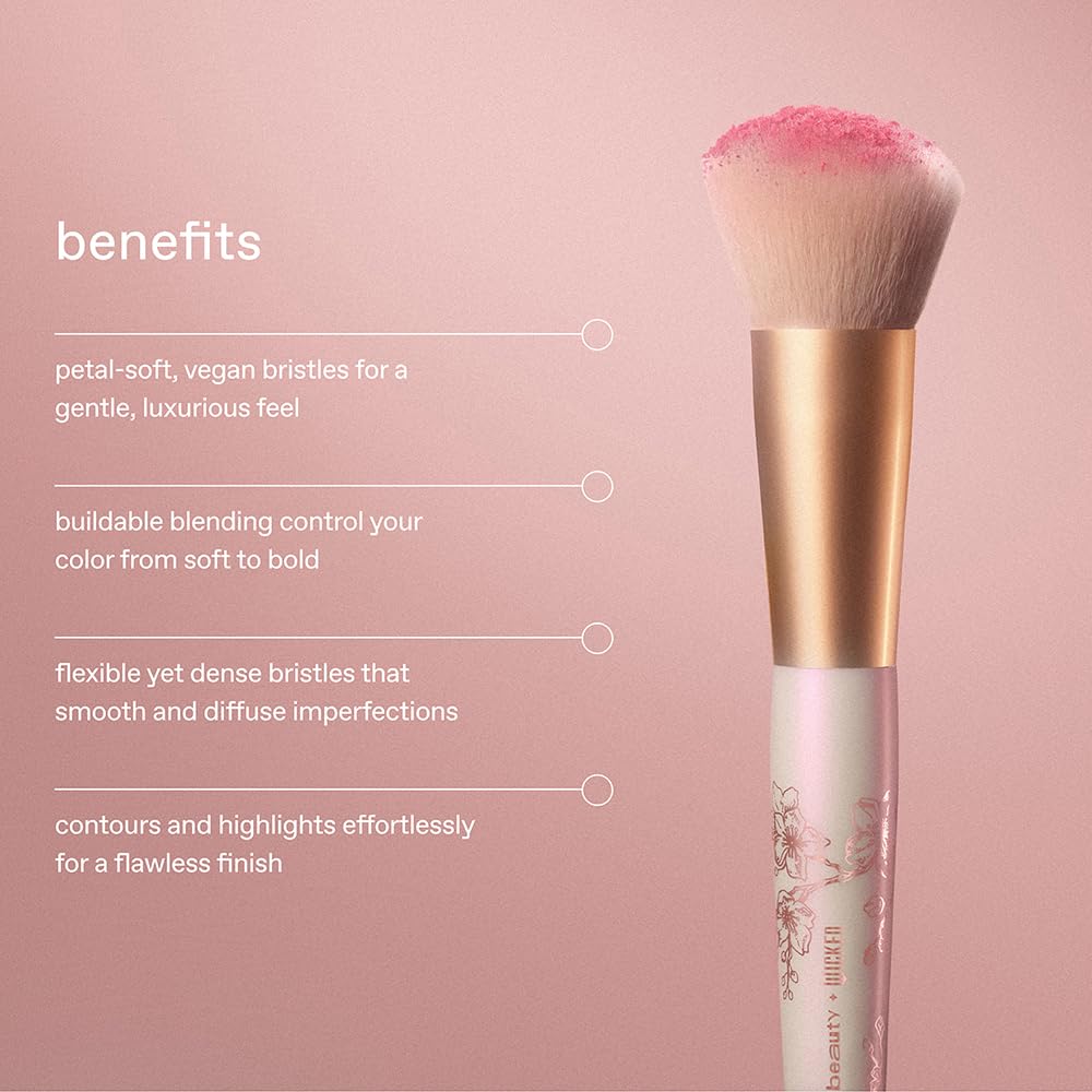 Rem Beauty Wicked Cherry Blossom Brush is versatile for blush, bronzer, or highlighter.