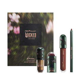 r.e.m. beauty Wicked Elphaba forest green eyeshadow with golden shift for dramatic eyes