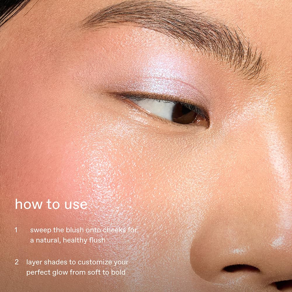 Rem Beauty Wicked for Good layered look shows matte and shimmer for multidimensional blush.