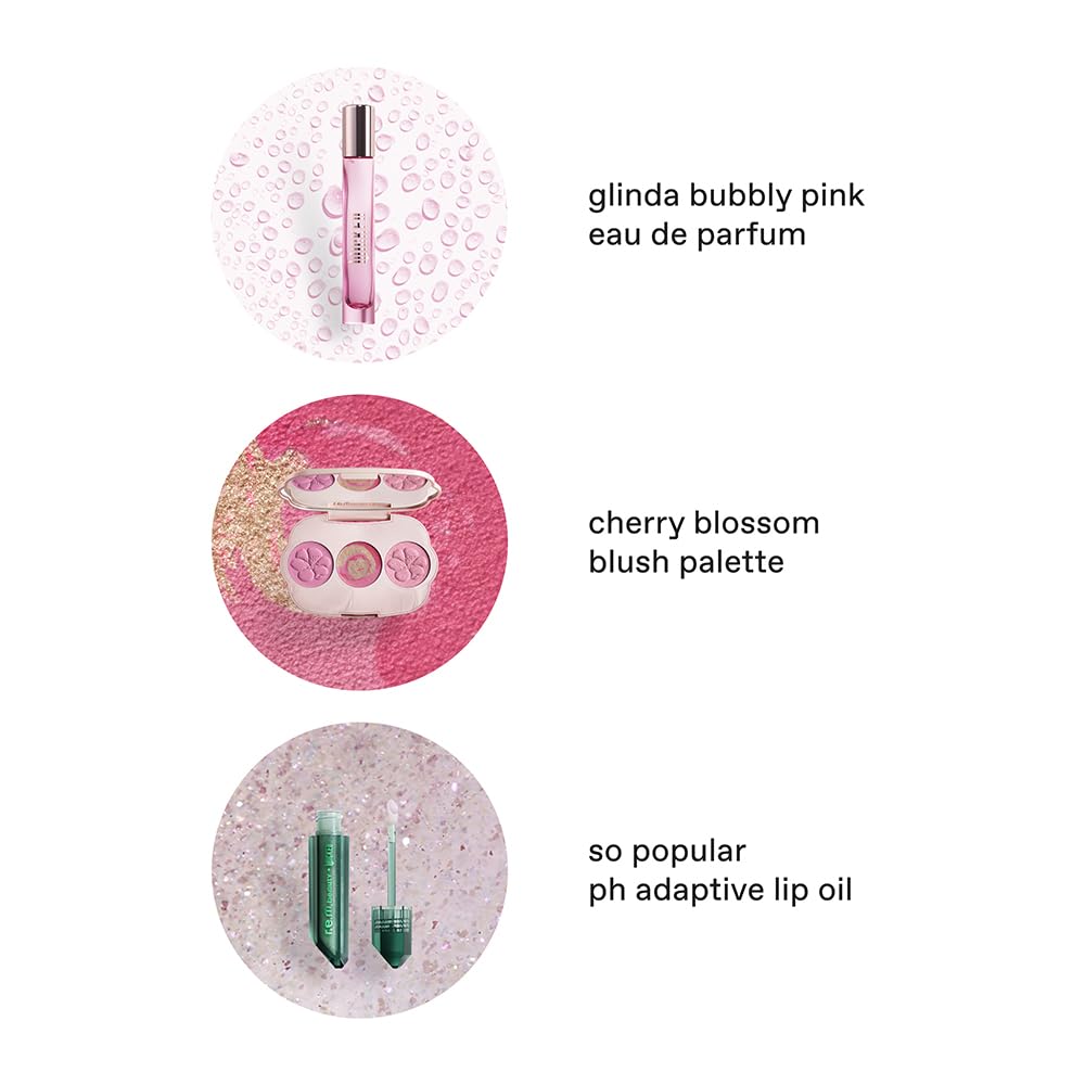 r.e.m. beauty Wicked Glinda blush palette for a cherry blossom flush, buildable