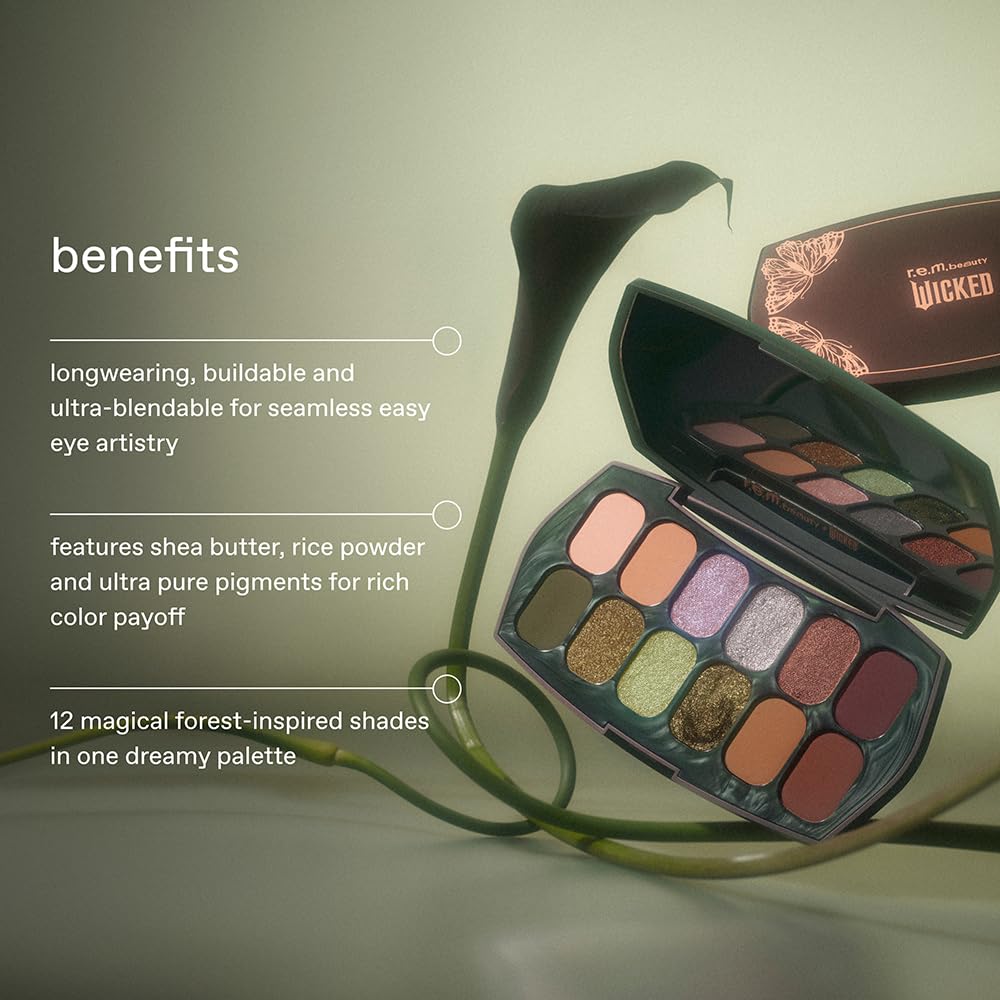 Rem Beauty Wicked Ozian Forest palette copper metallic delivers radiant accents on lids.