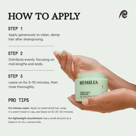 Remilia Hair Green Coco Mask flowing hair to show natural movement after use