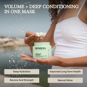 Remilia Hair Green Coco Mask with hydrolyzed rice protein for added fullness