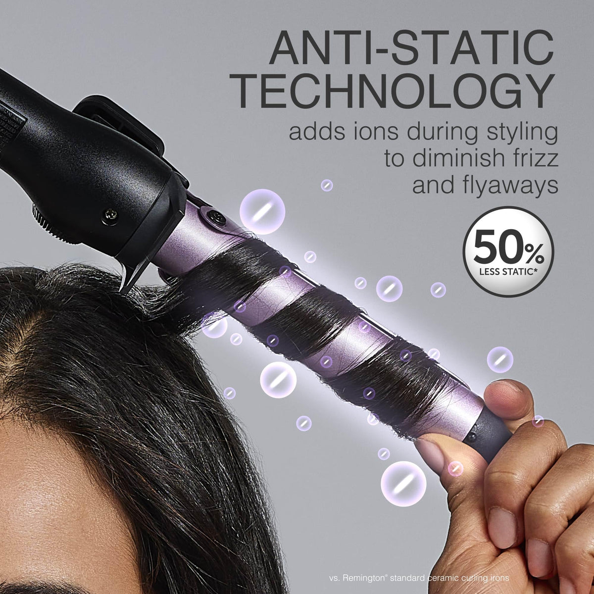 Remington 1-inch ceramic barrel delivers soft curls or defined waves.
