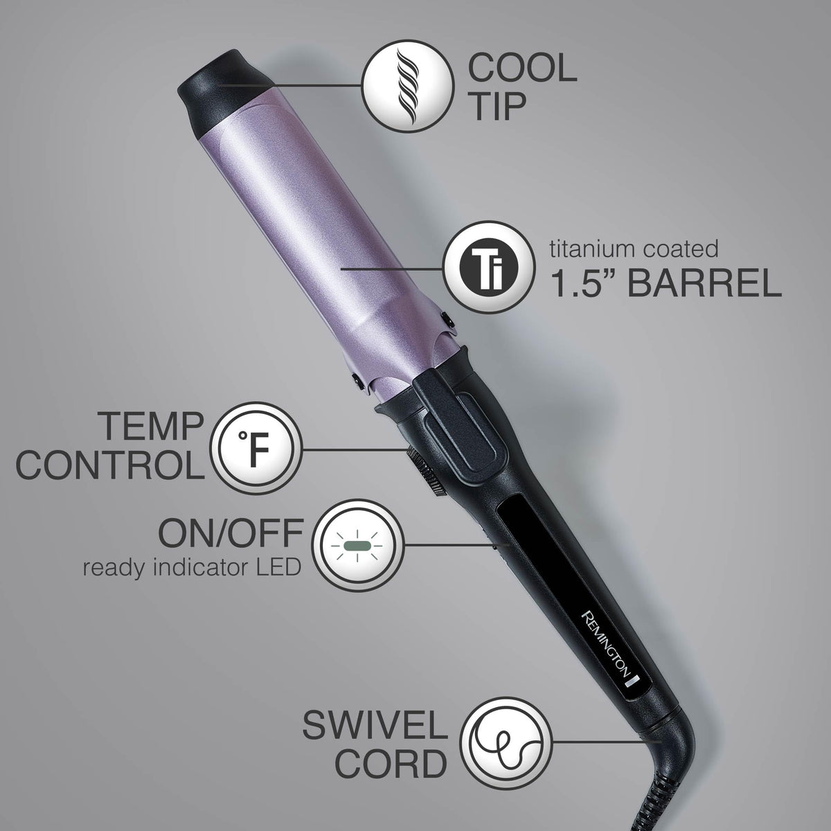 Remington Cool tip and integrated clip help precise, comfortable curling.