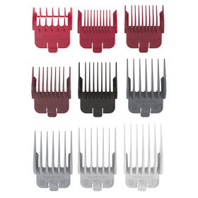 Remington nine standard fixed combs provide consistent cutting guides.