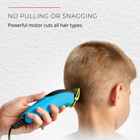 Remington Kids Haircut Kit 21-piece set includes scissors, clips, and storage pouch.