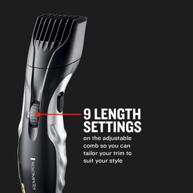 Remington MB 320 C charging adaptor included for convenient power at home.