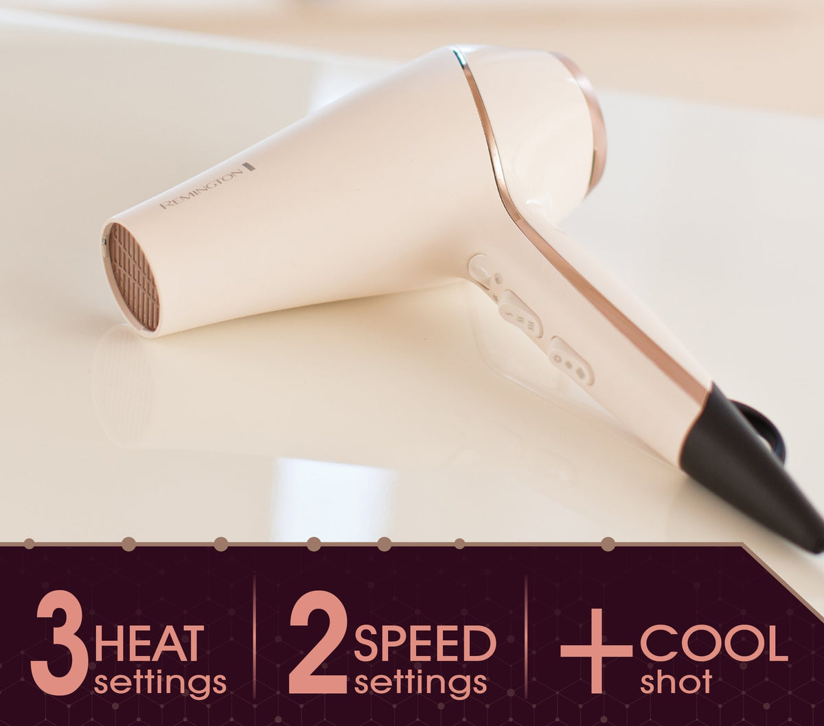 Side view of Remington Pro Ionic Hair Dryer highlighting ergonomic design