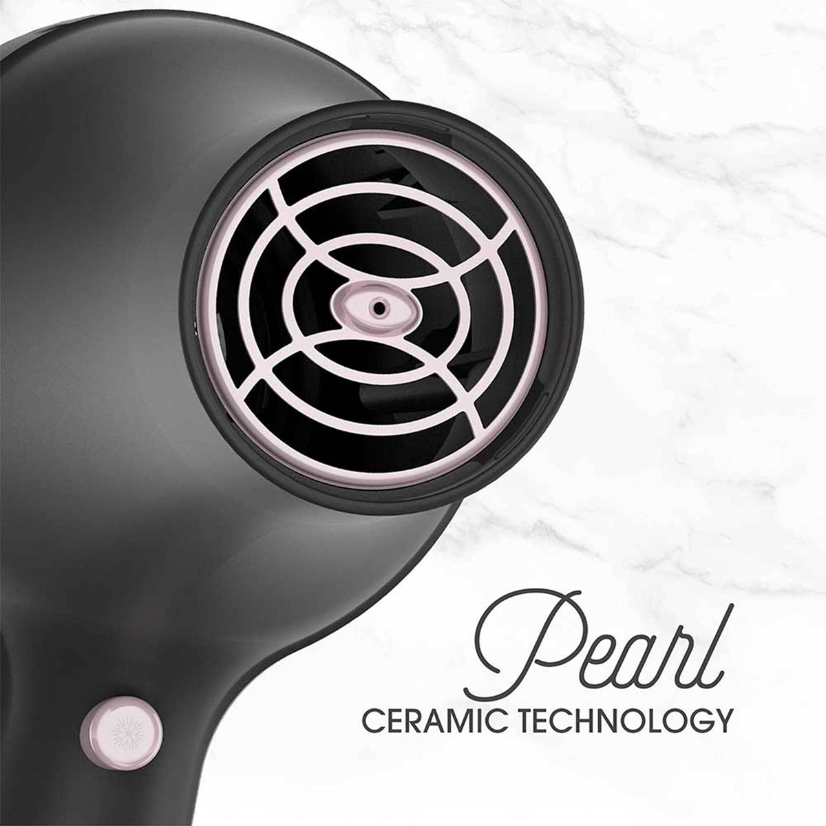Remington Pro Pearl Ceramic Hair Dryer back view emphasizes durable professional-grade motor.